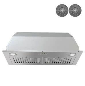 lot 2539 image: 30 in. 343 CFM Built-in Insert Kitchen Vent DuctedDuctless Convertible Range Hood in Stainless Steel with Carbon Filter - Retail $160