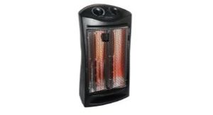 lot 2569 image: 1500-Watt Black Electric Tower Quartz Infrared Space Heater with Thermostat - Retail $70