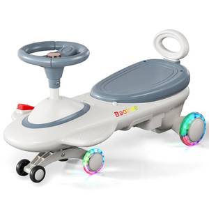 lot 4241 image: Baotree Kids Electric Ride On Car 12V - Electric Wiggle Car with Rechargeable Battery, LED Lights & Music, Anti-Rollover for Boys Girls Ages 3-8, 150 lbs (Grey) - Retail $96