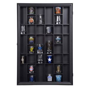 lot 4260 image: Gallery Solutions - Black Wall-Mounted - Curio & Shot Glass Display Case - 17x26 Glass Door