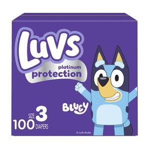 lot 4277 image: Luvs Diapers - Size 3, 100 Count, Bluey Platinum Protection Baby Diaper