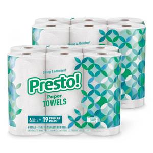 lot 4281 image: Amazon Brand - Presto Ultra-Strong Premium Paper Towels, 158 Sheet Huge Roll - Flex-a-Size, 10 Rolls,  White