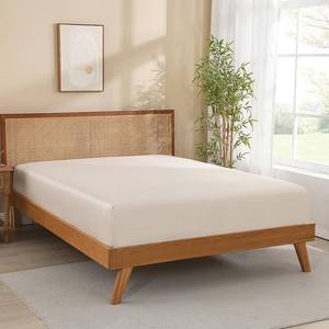 lot 9353 image: King Size Fitted Sheet Only, 100% Viscose from Bamboo, 300TC Sateen Weave, Silky Soft, Cooling, 16 Deep Pocket, All Round Elastic, No Slip, No Pilling, Beige