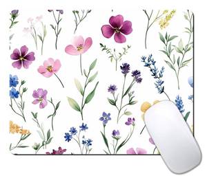 lot 9354 image: 5 Count Watercolor Flower Wildflowers Floral Custom Mouse Pad with Non-Slip Rubber, Small Square Design for Wireless Laptop & Computer Mouse Pads for Desk, 9.5 x 7.9 inch Smooth Surface for Gaming & Office
