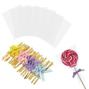 lot 9362 image: 100 Pack 4x6 Inches Clear Rice Krispie Treat Bags with Bow Ties