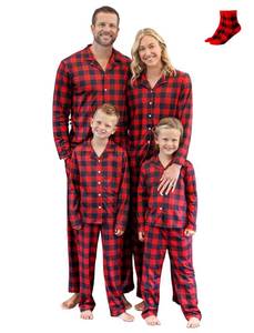 lot 9363 image: Christmas Pajamas Button Down Red Buffalo Plaid Womens XL