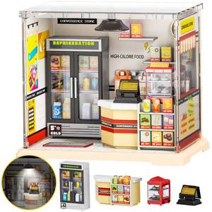 lot 9417 image: DIY Miniature House Kit, Dollhouse Kit, Miniature Kit, DIY Mini House Building Kit for Adult Teen, Plastic Tiny House Making Kit, Best Craft Hobbies Gift, Convenience Store