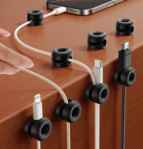 lot 9425 image: 16 Pack Cord Organizer JOYROOM Silicone Cable Clips 1s Side-Snap Lock Desktop Cable Management, Adhesive Phone Charger Wire Keeper