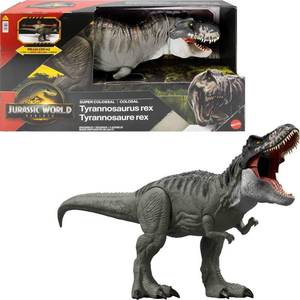 lot 1422 image: Jurassic World Rebirth Super Colossal Tyrannosaurus Rex Action Figure, T-Rex Dinosaur Movie Toy - Retail $75