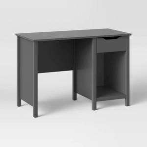lot 1441 image: Osa Kids Desk Gray - Pillowfort Anti-Tip Anchoring, Open Storage Shelf, All Purpose Drawer, Laminated Finish - Retail $150