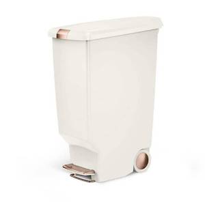 lot 1442 image: simplehuman 40L Slim Plastic Step Trash Can Cream - Retail $61