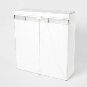 lot 1445 image: 60 Wide Covered Storage Closet White - Brightroom Portable Garment Rack, Steel Frame, Adult Assembly Required
