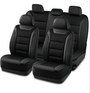 lot 1460 image: Skechers Leather Mesh Full Set Car Seat Cover Premium Comfort with Breathable Mesh Panels  Durable Leather Construction  Universal Fit for Cars  - Retail $64