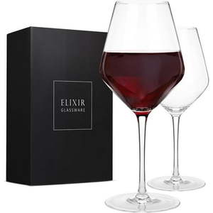 lot 1471 image: ELIXIR GLASSWARE Red Wine Glasses, Set of 2, Long Stem 22 oz