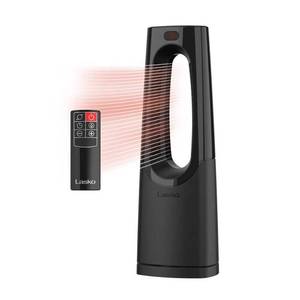 lot 2598 image: Bladeless 1500-Watt 28 in. Electric Oscillating Tower Ceramic Space Heater with Remote Control - Retail $109