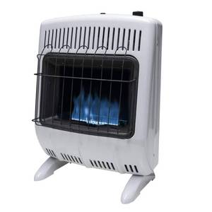 lot 2619 image: Mr Heater 20000 BTU Vent Free Blue Flame Natural Gas Indoor Outdoor Space Heater - Retail $628