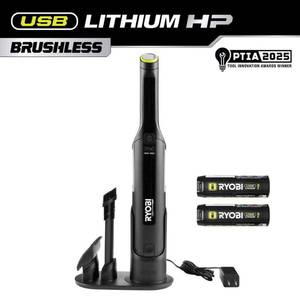lot 2668 image: USB Lithium HP Compact Hand Vacuum Cleaner Kit with (2) USB Lithium 2.0 Ah Batteries and Charger - Retail $100