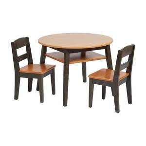 lot 4293 image: ECR4Kids Hideaway Table and Chair Set, Kids Furniture, HoneyGrey Wash, 3-Piece - Retail $185