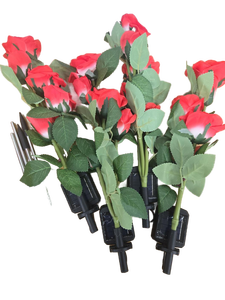 lot 9442 image: Red Roses Solar Garden Light Stakes - Set of 4