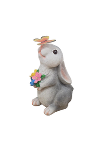 lot 9443 image: White Bunny Garden Figurine with Butterfly UNTESTED