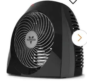 lot 16741 image: VH240 1500-Watt Black Indoor Electric Fan Space Heater with Adjustable Thermostat, 3-Heat Settings, Safety Features - Retail $70