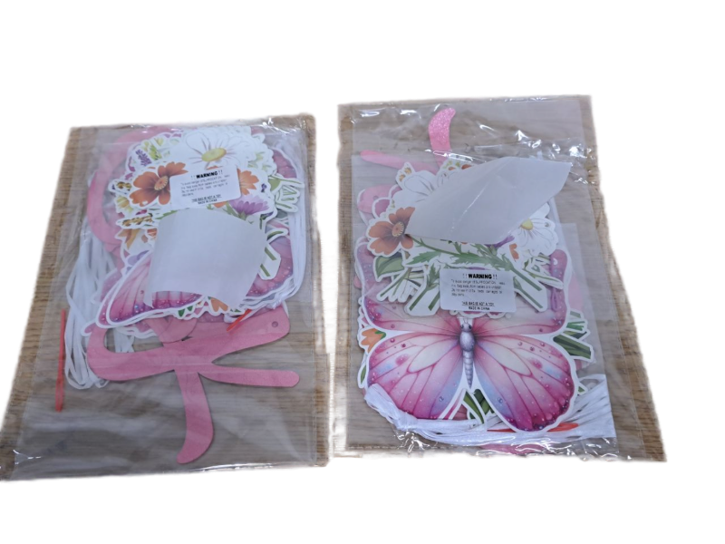 lot 31322 image: Butterfly Happy Birthday Banner, 3 Pcs Flower Banner, Floral Birthday Decorations for Women Fairy Birthday Decorations 2 Pack&nbsp