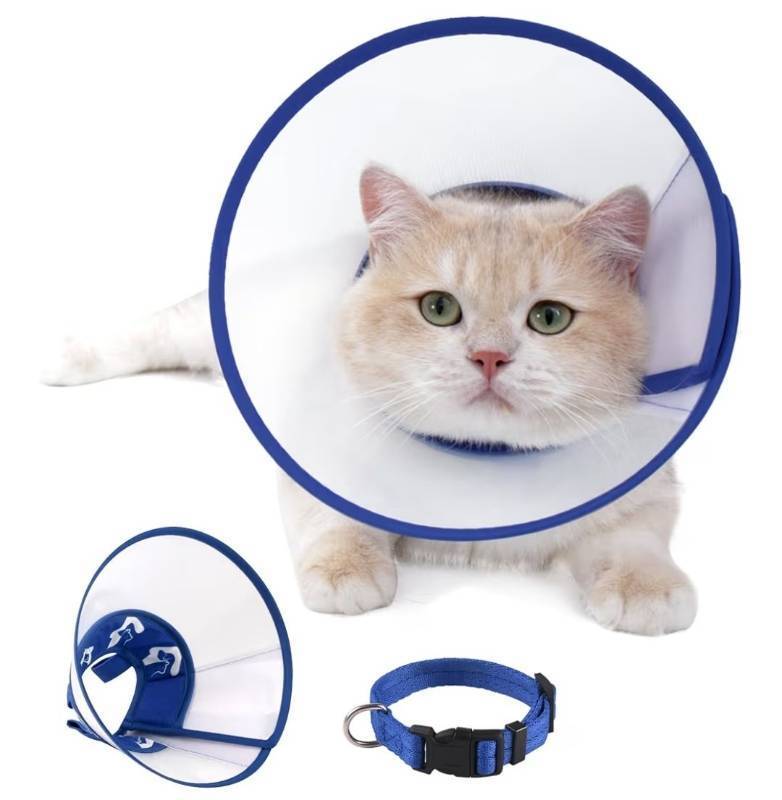 lot 23914 image: Cat Cone Recovery Collar, Adjustable Elizabethan Collar for Cats to Stop Licking After Surgery, Soft Comfortable Pet Cone for Neck 7.5-9.0