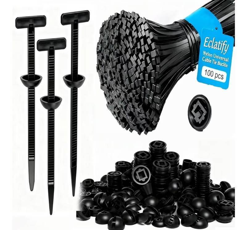 lot 23932 image: 100 Pcs Nylon Universal Cable Tie Buckle