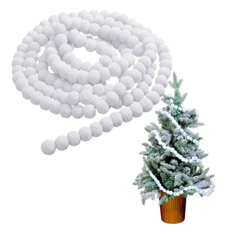 lot 23963 image: Oudain 15 Feet White Felt Pom Pom Ball Ornaments