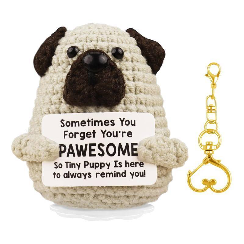 lot 31398 image: HyperFun Mini Positive Crochet Animals Dog Funny Emotional Support Crochet with Stand Keychain Handmade Appreciation Inspirational Gifts for Women Men Coworker Friends Teen Easter Mothers Day Birthday