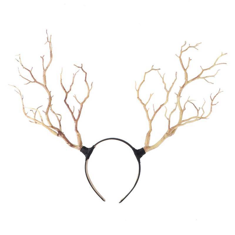 lot 31406 image: Beaupretty Antler Headband, Simulate Tree Branch Hair Band Forest Elk Horn Headpiece for Halloween Christmas Cosplay Party 2 Pack - Retail $15