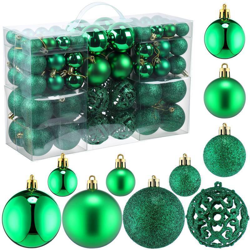 lot 31432 image: Yunsailing 100 Pcs Christmas Ball Ornaments Decorative Hanging Baubles Set Xmas Balls Seasonal Decorative Pendants for Christmas Tree Party Decorations(Green) - Retail $19