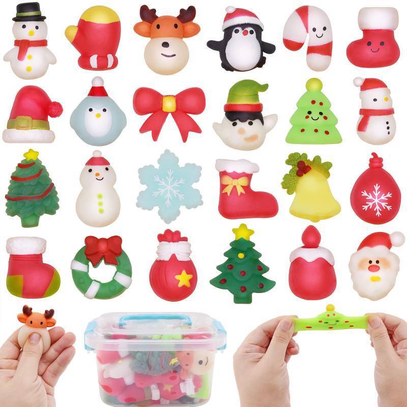 lot 31452 image: Eavotoy 24 PCS Christmas Mochi Squishy Toys Squishies Christmas Toys for Kids Girls Boys Party Favors Christmas Stocking Stuffers Gifts 2 Pack - Retail $13
