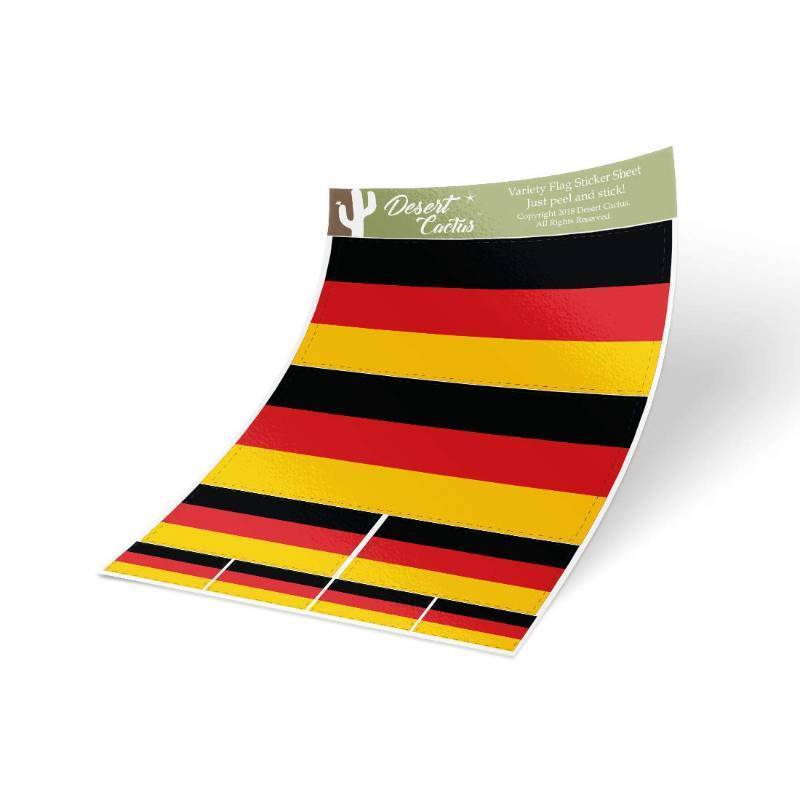 lot 31474 image: Desert Cactus Germany Country Flag Sticker Decal Variety Size Pack 8 Total Pieces Kids Logo Scrapbook Car Vinyl Window Bumper Laptop German V 2 Pack - Retail $10