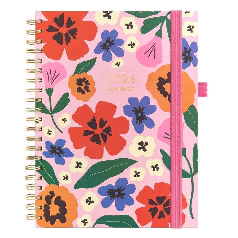 lot 79 image: And Per Se 2026 Planner with Pattern, A4 Size-Daily, Weekly & 18-Monthly Planner, Daily Schedule, Monthly Tabs, 100 GSM Thick Paper(Elegant Florals)