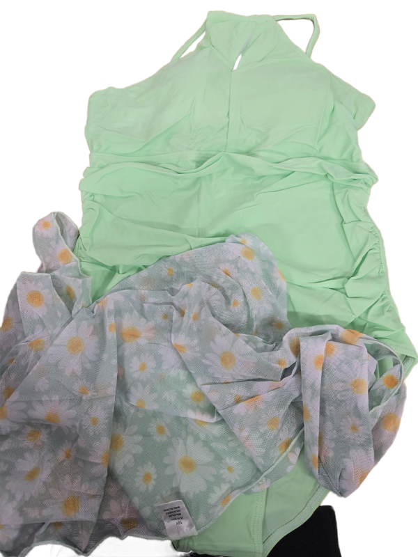 lot 83 image: Girls Bathing Suits Size 14-16 Kids Swimsuits with Daisy Cover Up One Piece Swimsuit Teen Size 15 Cute Cutout Adjustable Strap Summer Teenager Swimwear with Padding