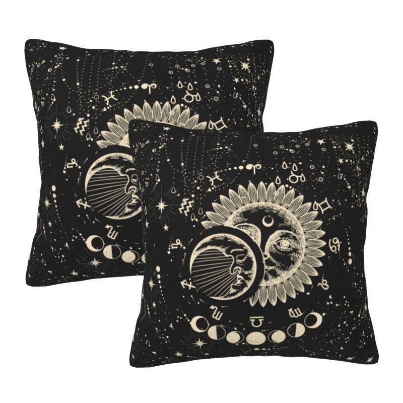lot 87 image: aipoase Sun and Moon Throw Pillow Covers 18 X 18 Inch Set of 2 Pillow Cases Decoration Cushion Cover for Sofa Bedroom Living Room Outdoor