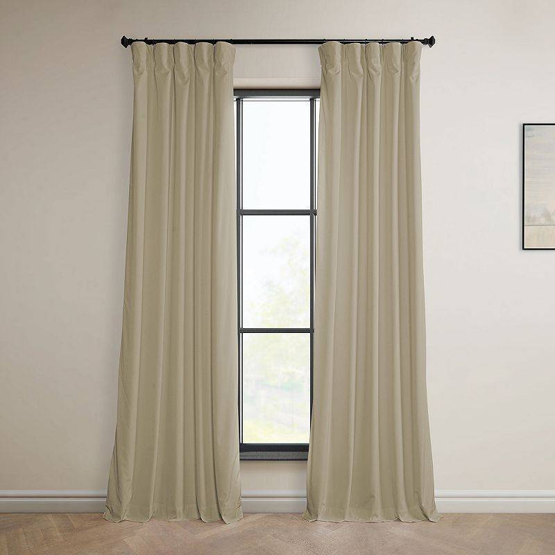 lot 13789 image: HPD Half Price Drapes Light Beige Heritage Plush Velvet Room Darkening Curtains for Bedroom & Living Room Curtains (1 Panel)  Window Curtains 120 inches long  Rod Pocket Curtains & Drapes  50W X 120L