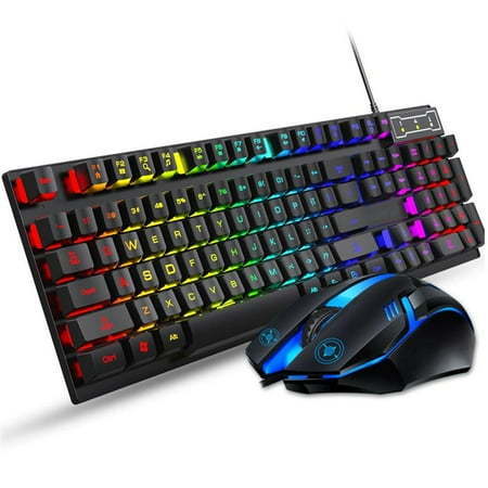 lot 30940 image: Keyboard and Mouse Set Combo Wired RGB Backlit Computer Keyboard with USB RGB Gaming Mouse Design for Windows PC Laptop Desktop Notebook-FV-Q305S