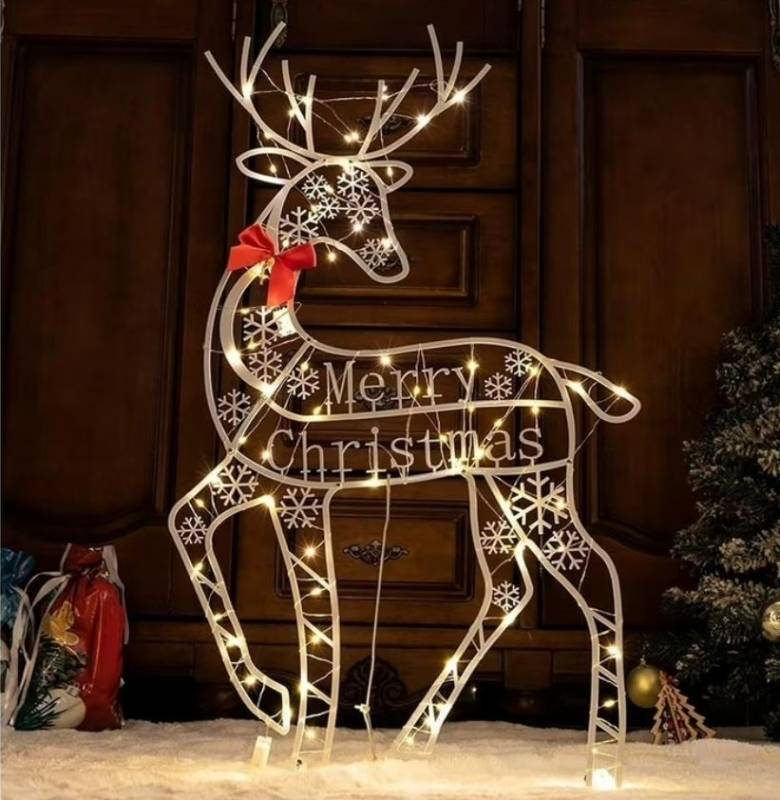 lot 16555 image: Reindeer Christmas Decorations, Outdoor Deer Lights, Standing Reindeer,