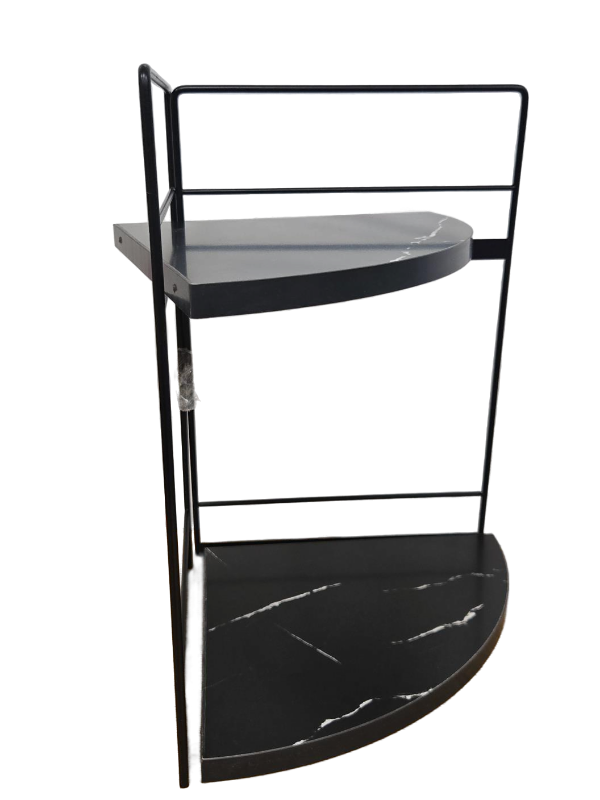 lot 469 image: GCDS Home 2 Tier Corner Bathroom Counter Organizer Shelf for Skincare and Makeup Storage, Perfume Organizer, Kitchen Essentials, Vanity Tray Decor Storage and Organization, Marble Design - Black&nbsp&nbsp