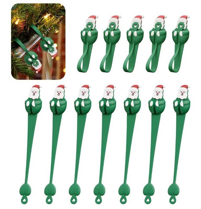 lot 9019 image: 24 Pack Christmas Garland Hangers &amp Hooks - Reusable Silicone Adhesive Straps for Mantle, Fireplace, Stairways Decoration  Stretchable Wreath Ties &amp Stocking Holder (Green)&nbsp