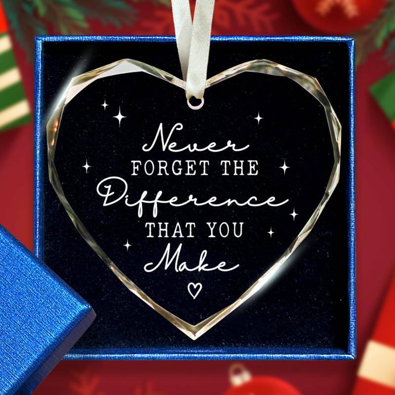 lot 454 image: 6 Count Never Forget The Difference That You Make - Thank You Gifts for Women, Boss, Coworkers, Manager, Teacher, Nurse, Mom, Friends - Appreciation Thank You Christmas Ornaments - Glass Hanging Ornament - Retail $60