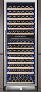 lot 16721 image: 23.5 in Dual Zone Cellar Cooling Unit Wine Refrigerator in Silver 165Plus Bottles Wine Cooler with 2 Door Handles - Retail $859