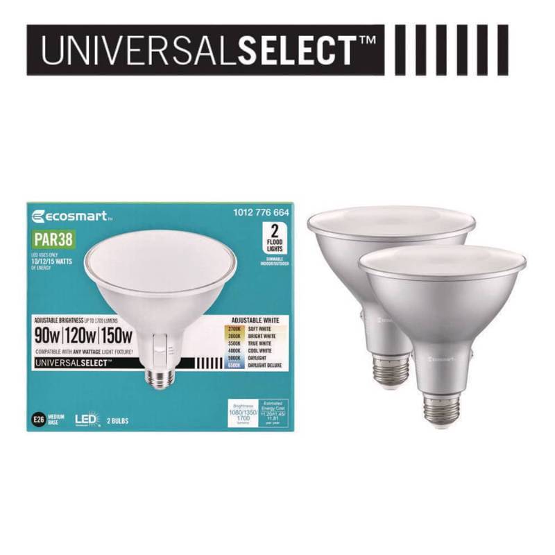 lot 30217 image: Universal Select 90120150-W Equivalent PAR38 Dimmable LED Spot Light Bulb Selectable Color Temperature (2-Pack) (SEE DETAILS)