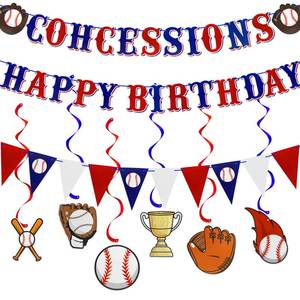 lot 4327 image: 9Pcs Baseball Birthday Banner, Baseball Decorations for Party