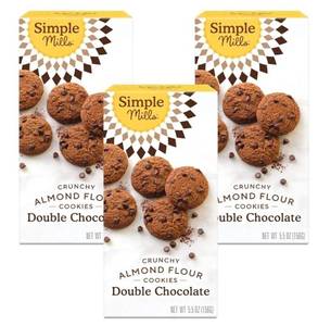 lot 4329 image: (Best Used by 1192026) Simple Mills Almond Flour Double Chocolate Chip Cookies, Gluten Free and Delicious Crunchy Cookies, Organic Coconut Oil, Good for Snacks (Packaging May Vary), 5.5 Ounce (Pack of 3) - Retail $0