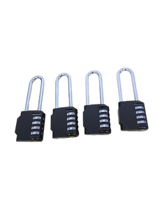 lot 9496 image: 4-Digit Combination Lock Set - Long Shackle Security Padlocks, 4 Count
