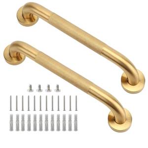 lot 10007 image: Shower Grab Bar, 2 Pack 12 Inch Gold Bathroom Grab Bar, 1.25 Diameter