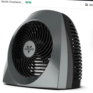 lot 15041 image: VH240 1500-Watt Gray Indoor Electric Fan Space Heater with Adjustable Thermostat , 3-Heat Settings, Safety Features  (SEE DETAILS) - Retail $79